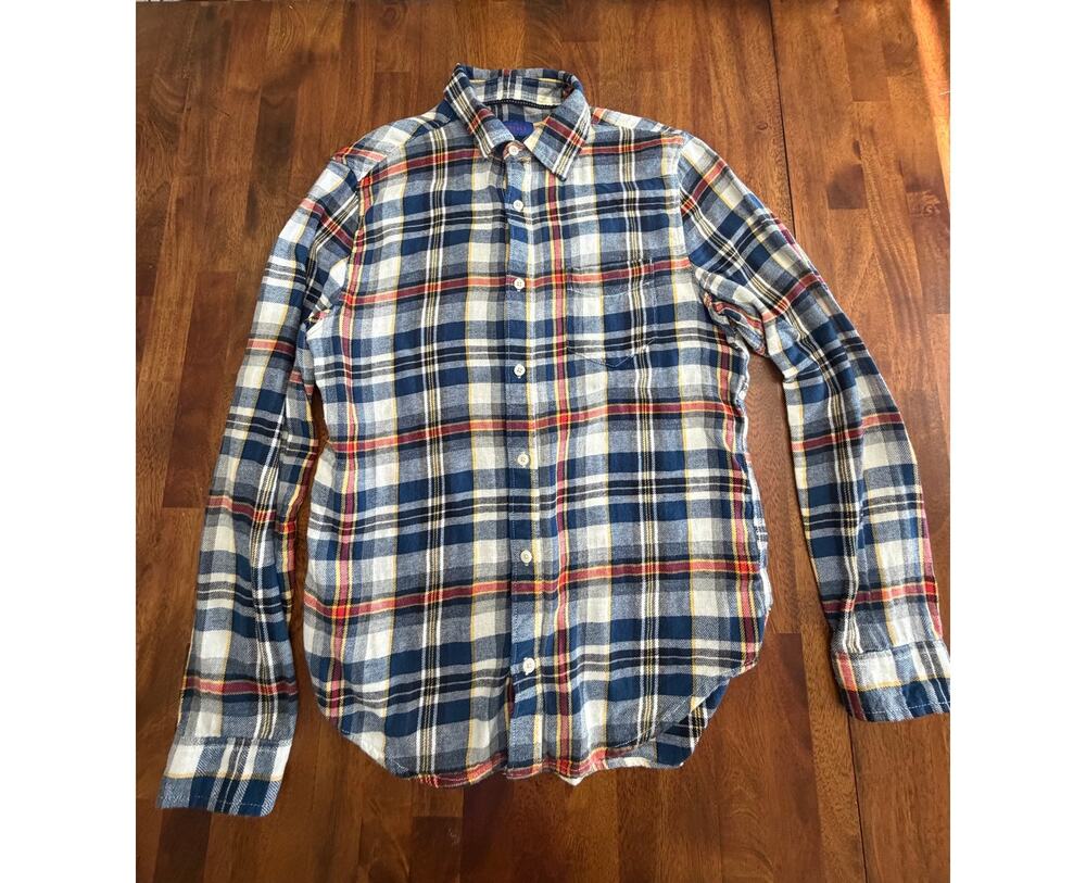 Aeropostale Women’s Small Plaid Flannel Shirt Blue Red Yellow Button Up